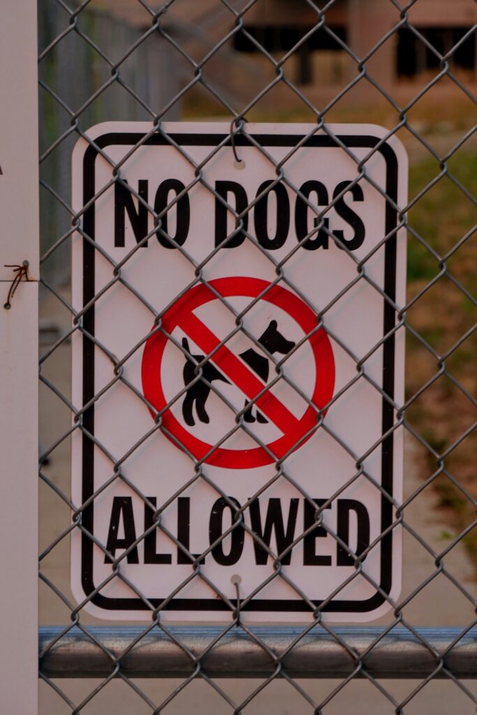 Sign that says no dogs allowed 